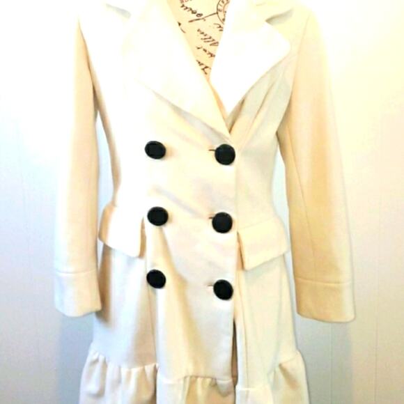 Vintage Y2K Esprit Cream white double breasted wool blend Winter coat. Size S - Picture 1 of 7